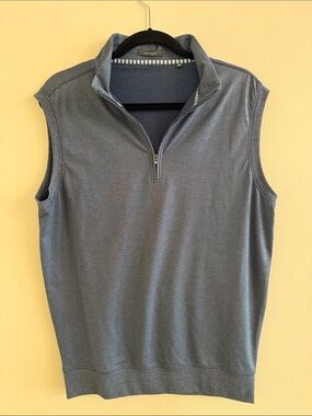 New  Men's Blue Sleeveless Quarter-Zip Vest Size Medium